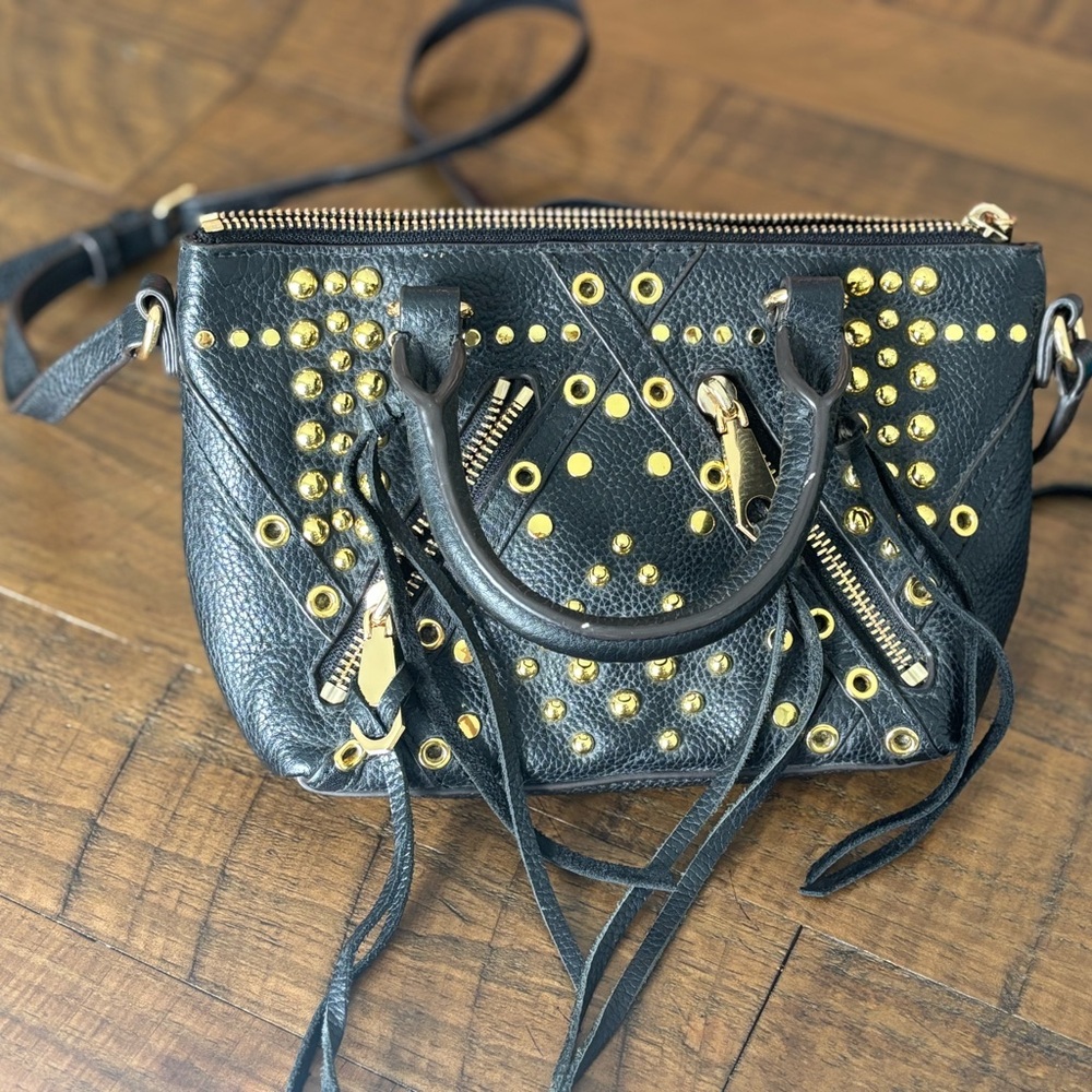 Rebecca Minkoff Black Crossbody Bag with Gold Accents